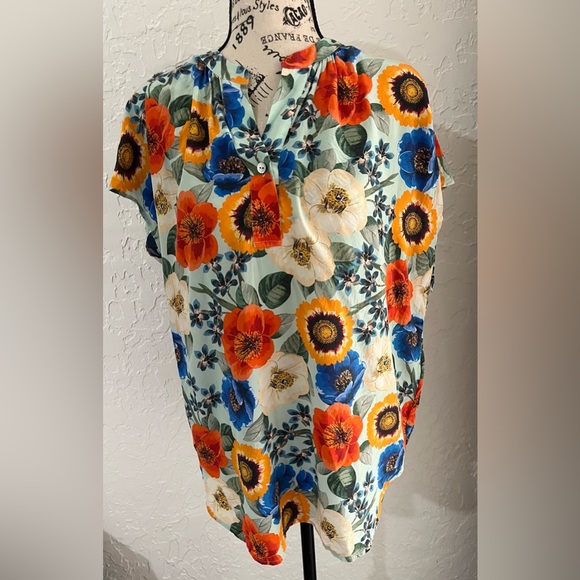 Amour Vert Orange Yellow Boxy Polo Blouse - Picture 5 of 7